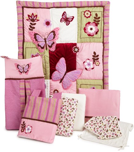 Pink Butterfly Nursery NoJo Emily Bedding Set
